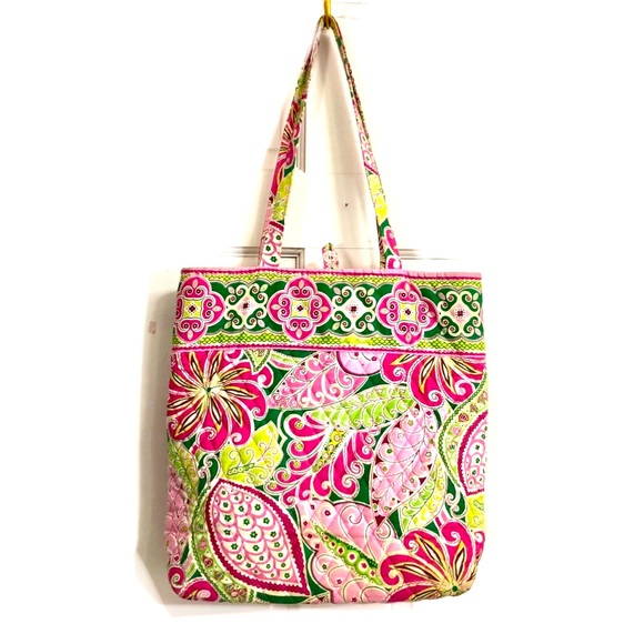 VERA BRADLEY Shoulder Strap TOTE Purse Retired Pinwheel Pink size 14x12 EUC - Picture 2 of 12